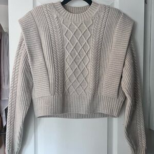 Beige Cable Knit Sweater & Matching Mini Skirt from Aritzia